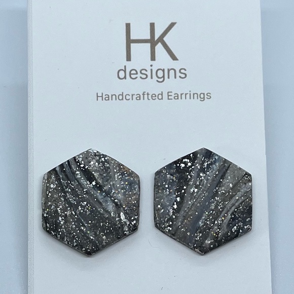 Handcrafted Hexagon Earrings - Picture 6 of 7